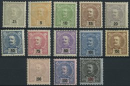 PORTUGAL 124-37 *, 1895, König Carlos I, Falzreste, 13 Werte (ohne Mi.Nr. 129), üblich Gezähnt Pracht, Mi - Oblitérés