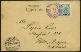 POST IN DER LEVANTE 21 BRIEF, 1898, 10 Pa. Auf 3 Kr. Blaugrün/schwarz, Ansichtskarte Von JERUSALEM Nach Köln, - Levant Autrichien