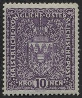 STERREICH 207I *, 1917, 10 Kr. Schwärzlichbraunviolett, Type I, Falzrest, Pracht, Mi. 175.- - Used Stamps