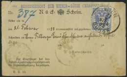 STERREICH 47 BRIEF, 1888, 10 Kr. Doppeladler Auf Rückschein (deutsch) Mit K1 WIEN BÖRSE, Pracht - Used Stamps