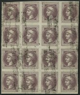 STERREICH 42II/III O, 1896, 1 Kr. Braunviolett, Feiner Druck, Type III, Im Sechzehnerblock, R2 FAHRENDES POSTAMT WIEN-IN - Used Stamps