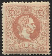 STERREICH 41Ic *, 1867, 50 Kr. Bräunlichrosa, Grober Druck, Falzreste, Pracht, Fotobefund Dr. Ferchenbauer, Mi. 600 - Used Stamps