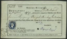 STERREICH 38II BRIEF, 1877, 10 Kr. Blau, Feiner Druck, Auf Retour-Recepisse Aus LITSCHAU, Pracht - Other & Unclassified