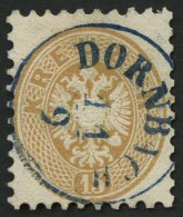 STERREICH 34 O, 1863, 15 Kr. Braun, Blauer K1 DORRMBACH, Pracht - Sonstige & Ohne Zuordnung