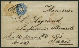 STERREICH 33/4 BRIEF, 1867, 10 Kr. Blau Und 15 Kr. Braun Mit R4 LAIBACH STADT Auf Prachtbrief Nach Paris - Sonstige & Ohne Zuordnung