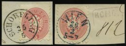 STERREICH 32 BrfStk, 1863, 5 Kr. Rosa, K1 SCHÖRFLING Und Blauer K1 WIEN, 2 Kabinettbriefstücke - Other & Unclassified