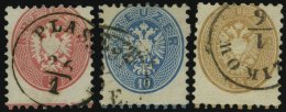 STERREICH 32-34 O, 1863, 5 - 15 Kr. Doppeladler, Je Mit Randleiste, 3 Prachtwerte - Other & Unclassified