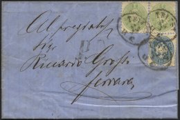 STERREICH 31 Paar,33 BRIEF, 1866, 3 Kr. Grün Im Waagerechten Paar Mit 10 Kr. Blau Auf Brief Von TRIEST Nach Fernana - Used Stamps