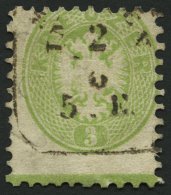 STERREICH 31 O, 1863, 3 Kr. Grün, Unten Mit Randleiste, Feinst (kleiner Zahnfehler) - Other & Unclassified