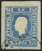 STERREICH 16a O, 1858, 1.05 Kr. Hellblau, Punkthelle Stelle Sonst Breitrandig Pracht, Fotobefund Dr. Ferchenbauer, Mi. 7 - Other & Unclassified