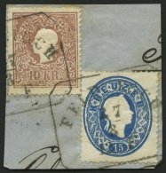 STERREICH 14II,22 BrfStk, Mischfrankatur: 1859, 10 Kr. Braun, Type II Und 15 Kr. Blau, R4 FELDKIRCH, Prachtbriefstü - Other & Unclassified