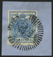 STERREICH 5X BrfStk, 1850, 9 Kr. Blau, Handpapier, Type IIIa, Auf Briefstück Mit Sternstempel WIEN, Feinst - Other & Unclassified