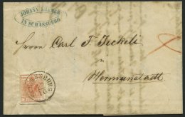 STERREICH 3Y BRIEF, 1857, 3 Kr. Rot, Maschinenpapier, Type IIIa, K1 SCHAESSBURG, Prachtbrief Nach Hermannstadt - Other & Unclassified