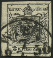 STERREICH 2Ya O, 1854, 2 Kr. Schwarz, Maschinenpapier, Type III, K1 WIEN 1. EXP., Pracht - Autres & Non Classés