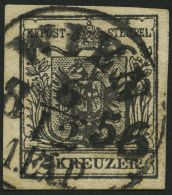 STERREICH 2Ya O, 1854, 2 Kr. Schwarz, Maschinenpapier, Type IIIa, K1 WIEN 1. EXP., Breitrandig, Pracht, Befund Dr. Ferch - Other & Unclassified