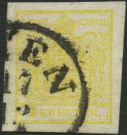 STERREICH 1Yd O, 1854, 1 Kr. Kadmiumgelb, Maschinenpapier, Type III, K1 (WI)EN, Breitrandig, Pracht, Befund Dr. Ferchenb - Used Stamps