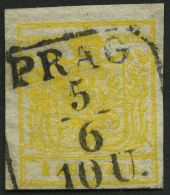 STERREICH 1Xd O, 1850, 1 Kr. Kadmiumgelb, Handpapier, Type III, R4 PRAG, Pracht - Other & Unclassified