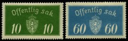 DIENSTMARKEN D 12I,19I *, 1933, 10 Ø Grün Und 60 Ø Grünblau, Type I, Falzreste, 2 Prachtwerte - Autres & Non Classés