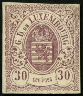 LUXEMBURG 9 (*), 1859, 30 C. Rotlila, Kleine Gummireste, Pracht, Gepr. Bühler, Mi. 360.- - Officials