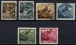 LIECHTENSTEIN 108-13 O, 1930, Flugzeug über Landschaften, üblich Gezähnter Prachtsatz, Mi. 300.- - Other & Unclassified