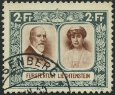 LIECHTENSTEIN 107B O, 1930, 2 Fr. Fürstenpaar, Gezähnt L 111/2, Pracht, Mi. 160.- - Other & Unclassified