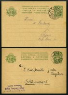 LETTLAND P 5-7,9 BRIEF, 1936-39, 6, 10, 20 Und 10 S. Landeswappen, 4 Gebrauchte Karten, Pracht - Lettland