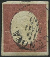 SARDINIEN 9b O, 1854, 40 C. Braunrosa, K1 GENOVA, Prägung Teils Leicht Gebrochen Sonst Breitrandig Pracht, Gepr. E. - Sardinien