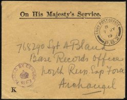 BRITISCHE MILITÄRPOST 1919, K2 ARMY POST OFFICE/P.B. 2 Auf Britischem Armee-Dienstbrief (OHMS) Und Violettem Zensur - Used Stamps