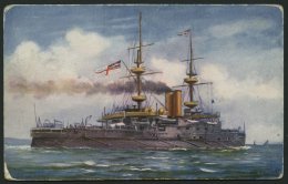 GROSSBRITANNIEN H.M.S. Majestic -Battleship, Farbige Künstlerkarte, Ungebraucht, Feinst - Sonstige & Ohne Zuordnung