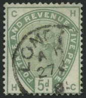 GROSSBRITANNIEN 78 O, 1884, 5 P. Dunkelgraugrün, Pracht, Mi. 160.- - Oblitérés