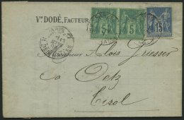 FRANKREICH 73,84II Paar BrfStk, 1889, 15 C. Blau Und 5 C. Hellgelbgrün Im Waagerechten Paar Auf Rechnung Mit K2 PAR - Sonstige & Ohne Zuordnung