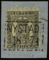 FINNLAND 7B BrfStk, 1866, 10 P. Schwarz Auf Gestreiftem Hellsämischem Papier (Facit V2C2L), R2 NYSTAD, Kabinettbrie - Other & Unclassified