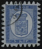 FINNLAND 3B O, 1865, 5 K. Blau Auf Graublau, Alle Zungen, Pracht, Gepr. Dietrich, Mi. 400.- - Autres & Non Classés