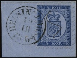 FINNLAND 3A BrfStk, 1860, 5 Kr. Blau Auf Blaugrau, K1 HELSINGFORS Und Federzug, Alle Zungen Vollständig, Kabinettbr - Other & Unclassified