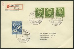 GRÖNLAND - DÄNISCHE POST 30,39 BRIEF, 1959, 10 (3x) Und 60 Ø Auf Einschreibbrief Mit Seltenem Stempel K - Other & Unclassified