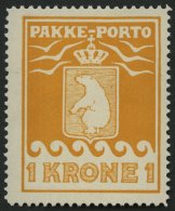 GRÖNLAND - PAKKE-PORTO 11A **, 1930, 1 Kr. Gelb, Gezähnt L 111/4, (Facit P 11), Pracht - Parcel Post