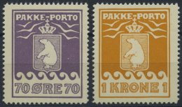 GRÖNLAND - PAKKE-PORTO 10/1B **, 1937, 70 Ø Violett Und 1 Kr. Gelb, Gezähnt L 10 3/4(Facit P 15/6), 2 P - Colis Postaux