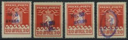 GRÖNLAND - PAKKE-PORTO 9A O, 1915, 20 Ø Rot Mit Violetten Avane-Stempeln (Nr. 5, 29, 33 Und 37), 4 Prachtwer - Paketmarken