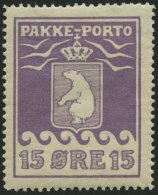 GRÖNLAND - PAKKE-PORTO 8A *, 1923, 15 Ø Violett, (Facit P 8IIv), Mit Abart Ball Vor Der Vordertatze, Falzres - Paketmarken
