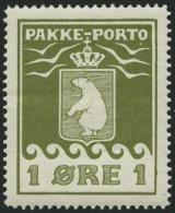 GRÖNLAND - PAKKE-PORTO 4A **, 1926, 1 Ø Grünoliv, (Facit P 4IV), Pracht - Colis Postaux