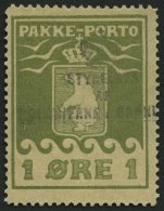 GRÖNLAND - PAKKE-PORTO 4A O, 1919, 1 Ø Grünoliv, (Facit P 4II), Pracht - Paketmarken