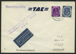 ERST-UND ERÖFFNUNGSFLÜGE 2414a BRIEF, 30.4.52, Frankfurt-Athen, Violetter L3, Prachtbrief - Covers & Documents