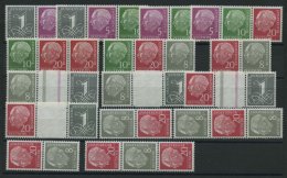 ZUSAMMENDRUCKE W 17X- S 52X **, 1958, Heuss/Ziffer, Komplette Zusammendruck-Garnitur, 15 Prachtwerte, Mi. 125.70 - Used Stamps