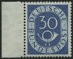 BUNDESREPUBLIK 132 **, 1951, 30 Pf. Posthorn, Linkes Randstück, Pracht, Gepr. Schlegel, Mi. 60.- - Other & Unclassified