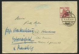 AMERIK. U. BRITISCHE ZONE 71 BRIEF, 1948, 24 Pf. Kölner Dom, Unterrandstück Auf Weitergeleitetem Brief Aus HEI - Autres & Non Classés