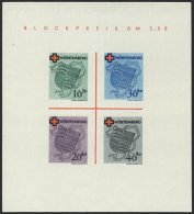 WÜRTTEMBERG Bl. 1I/I (*), 1949, Block Rotes Kreuz, Tpye I: Roter Querstrich Links Unterhalb In B In Blockpreis, Pra - Autres & Non Classés