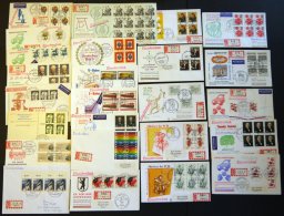 LOTS Aus 320-416 BRIEF, 1968-71, 25 Verschiedene Einschreiben Mit Mehrfachfrankaturen Vom Ersttag, Pracht - Used Stamps