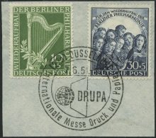 BERLIN 72/3 BrfStk, 1950, Philharmonie, Sonderstempel Düsseldorf-Drupa, Prachtbriefstück, Mi. 130.- - Used Stamps