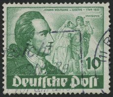 BERLIN 61I O, 1949, 10 Pf. Goethe Mit Abart Farbfleck Neben Rechtem Unterarm Des Darstellers, üblich Gezähnt P - Gebraucht