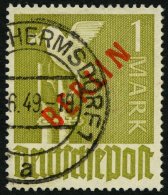 BERLIN 33 O, 1949, 1 M. Rotaufdruck, Unbedeutende Knitterspur, Pracht, Gepr. Schlegel, Mi. 550.- - Gebraucht